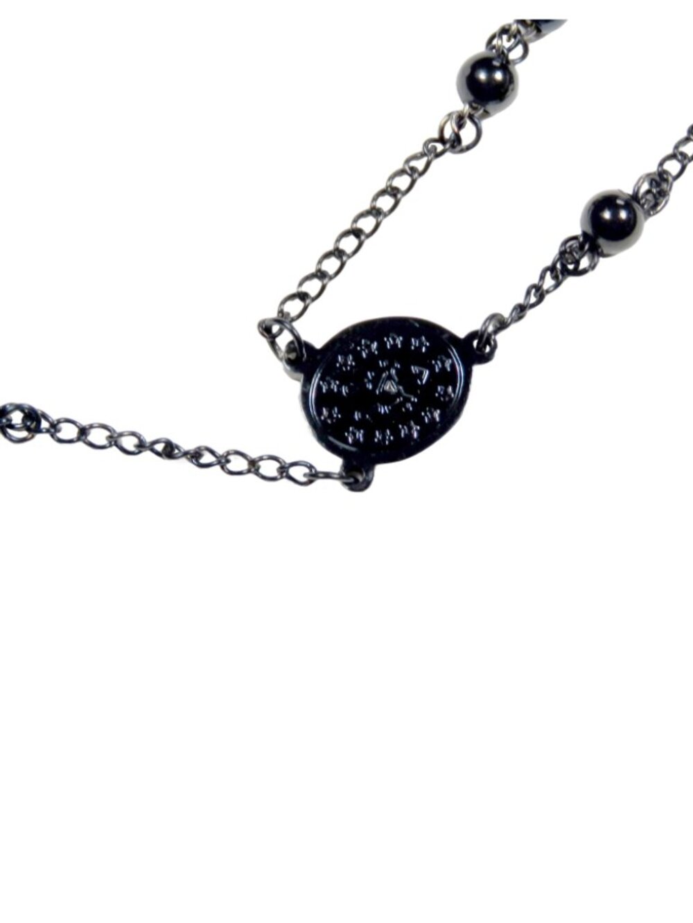 Inox Stainless Steel Polished Black Rosary Necklace
